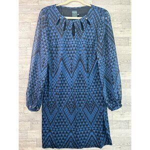 Gabby Skye Womens Geometric Pattern Shift Dress Size 10 Blue & Black